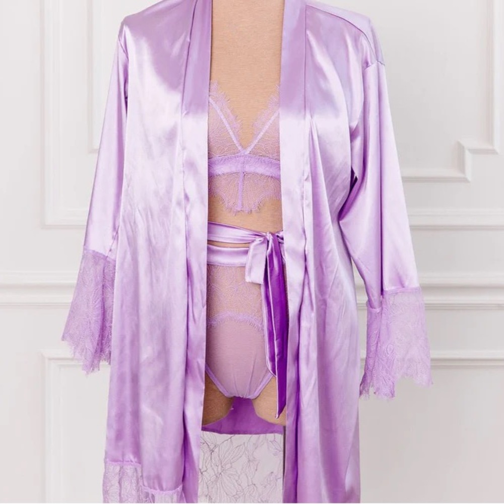 Eyelash Lace bralette & high waist panty in Orchid